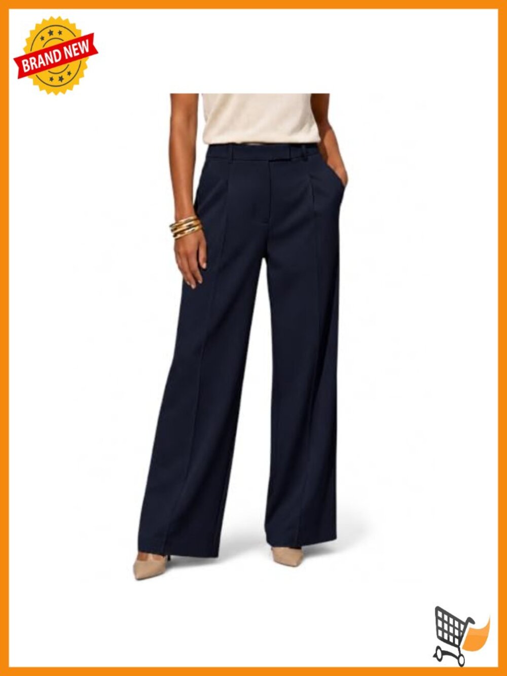 Womens High Waisted Dress Pants Front Crease Wide Leg Business Casual Trousers